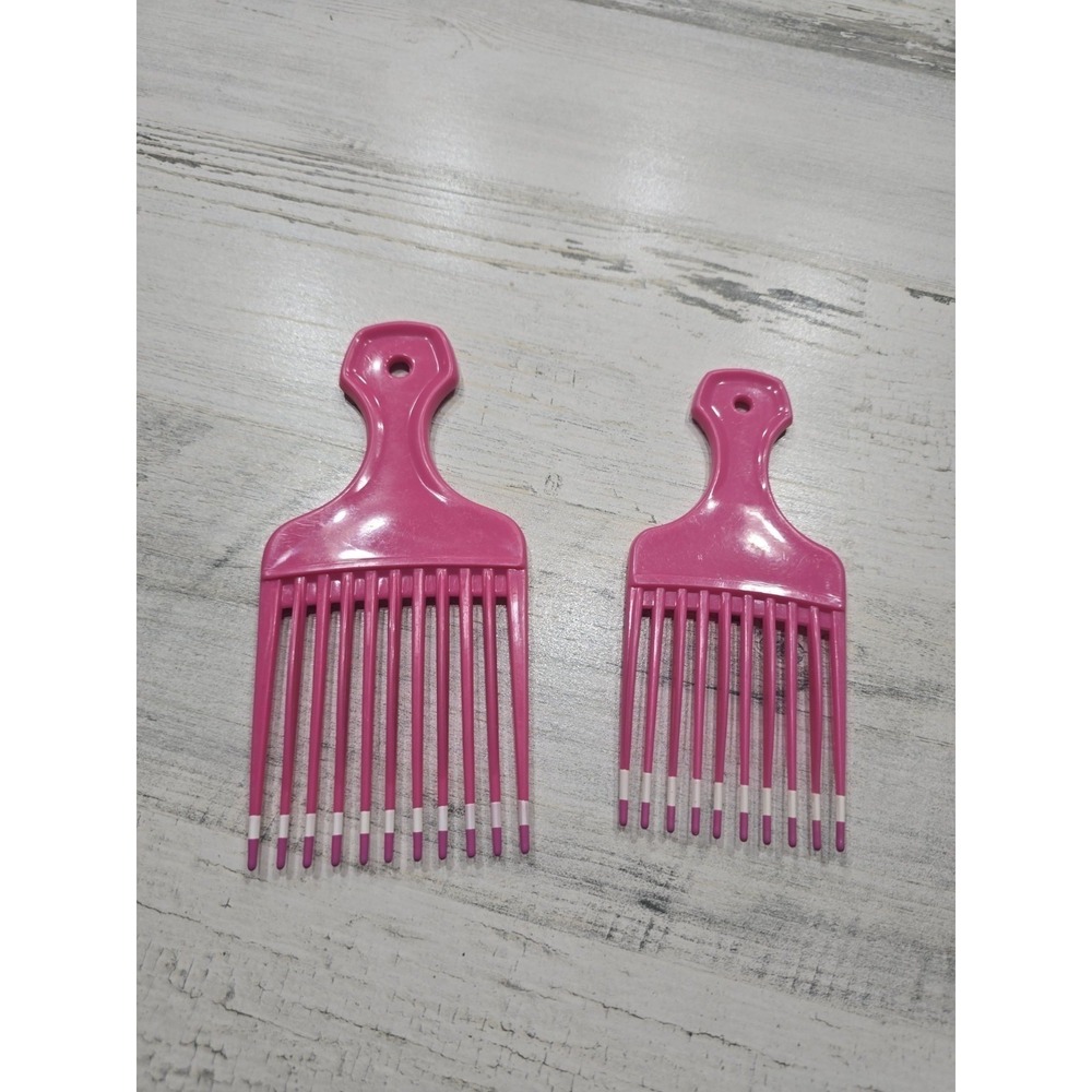 Goody Vintage Hair Lift Pick Combs Lot of 2 Pink White Dipped Tip 6" And 5"